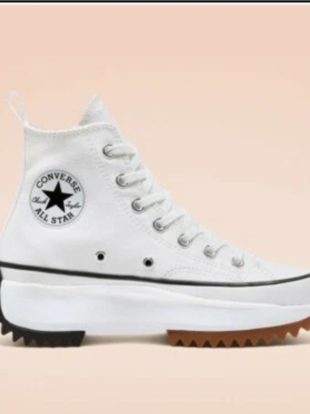 Converse White High Top Platform Sneaker with Black Logo